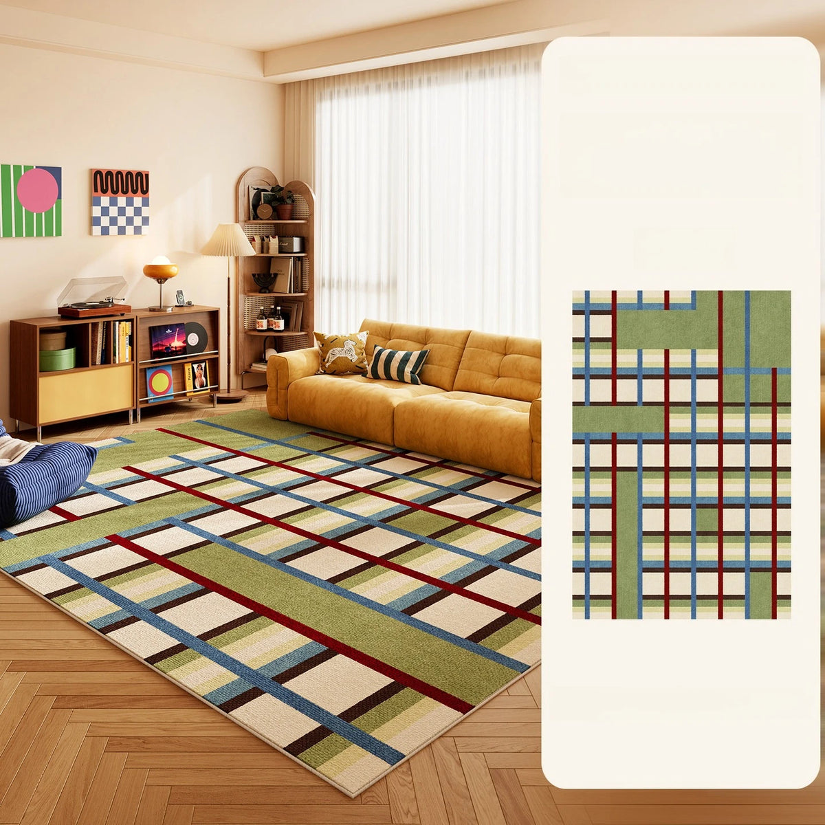 Nordic Geometric Polyester Washable Rug For Living Room