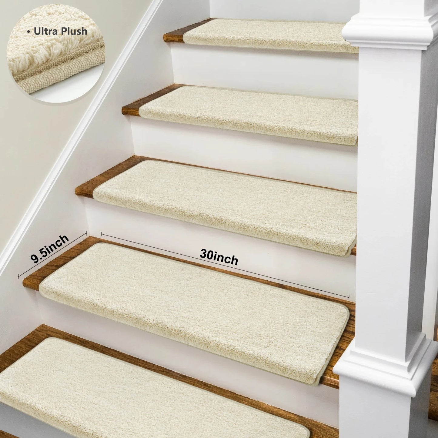 Ultra Plush Non Slip Stair Treads Self Adhesive Carpet Mats