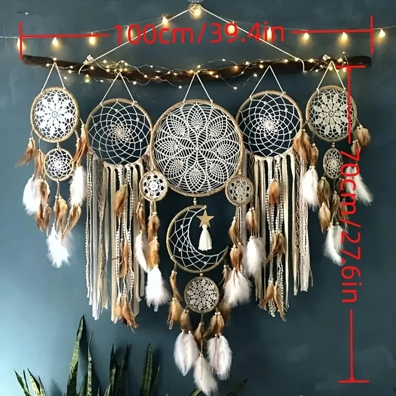 Handcrafted Dream Catcher Moon And Sun Bohemian Wall Art