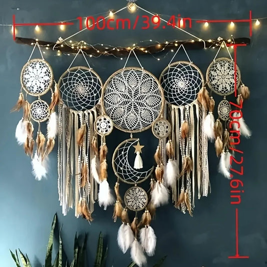 Handcrafted Dream Catcher Moon And Sun Bohemian Wall Art